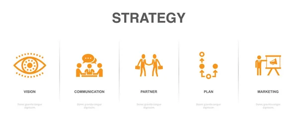 Visão Comunicação Parceiro Plano Marketing Ícones Modelo Design Infográfico Conceito — Vetor de Stock