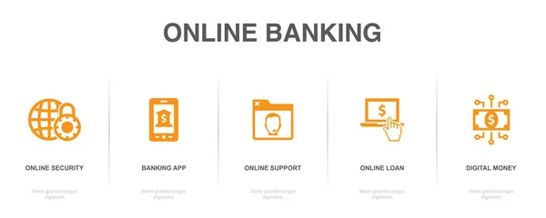 Online Veiligheid Bankieren App Online Ondersteuning Online Lening Digitaal Geld — Stockvector
