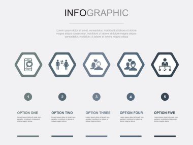 tarihleme simgeleri Infographic tasarım şablonu. 5 adımlı yaratıcı kavram