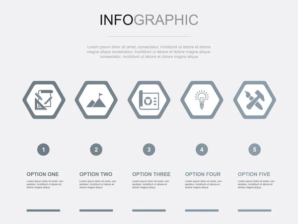 Creatieve Strategie Iconen Infographic Design Template Creatief Concept Met Stappen — Stockvector