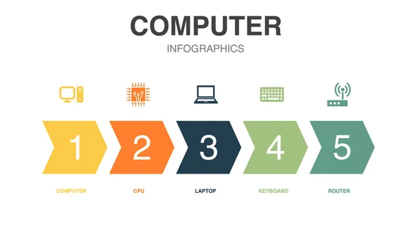 Computer Icons Infographic Design Template Creative Concept Options — Stock Vector