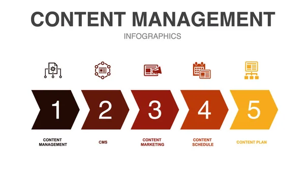 stock vector content management icons Infographic design template. Creative concept with 5 steps