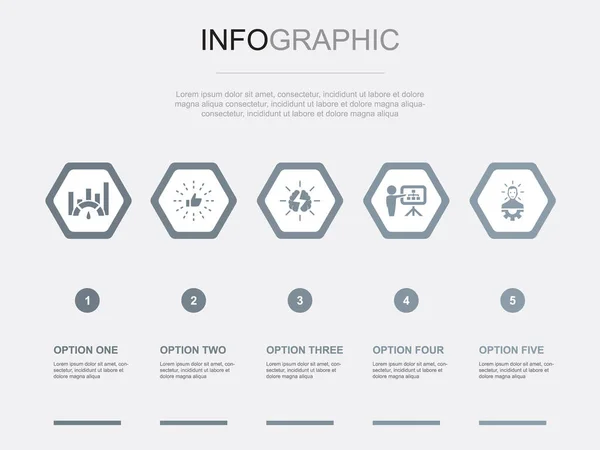 Ontwikkeling Pictogrammen Infographic Design Template Creatief Concept Met Opties — Stockvector