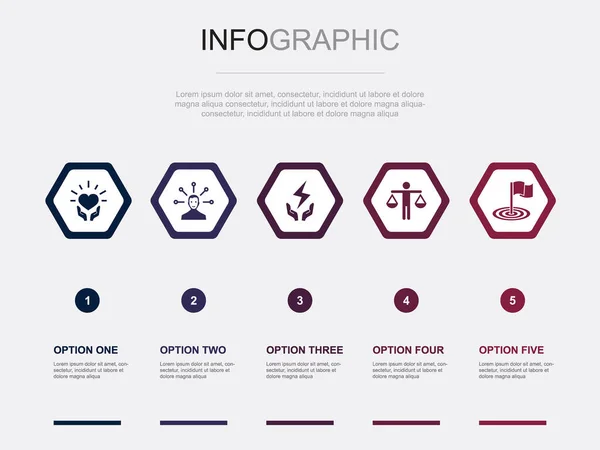 Csr Pictogrammen Infographic Design Template Creatief Concept Met Stappen — Stockvector
