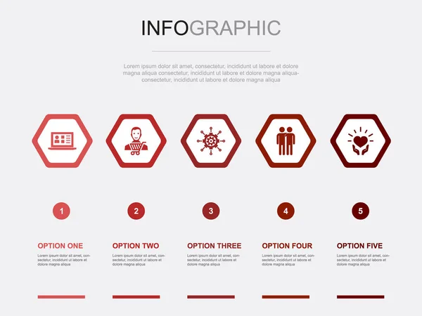 Crm Pictogrammen Infographic Design Template Creatief Concept Met Stappen — Stockvector