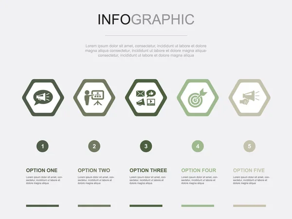 Reclame Plan Pictogrammen Infographic Design Sjabloon Creatief Concept Met Opties — Stockvector
