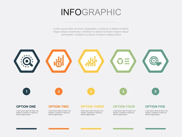 Ikony Analityczne Szablon Projektu Infograficznego Koncepcja Kreatywna Wariantami — Wektor stockowy
