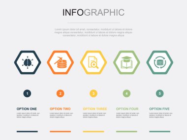 İş zekası simgeleri Infographic tasarım şablonu. 5 seçenekli yaratıcı konsept