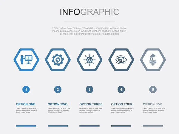 Bedrijfsplanning Pictogrammen Infographic Design Template Creatief Concept Met Opties — Stockvector