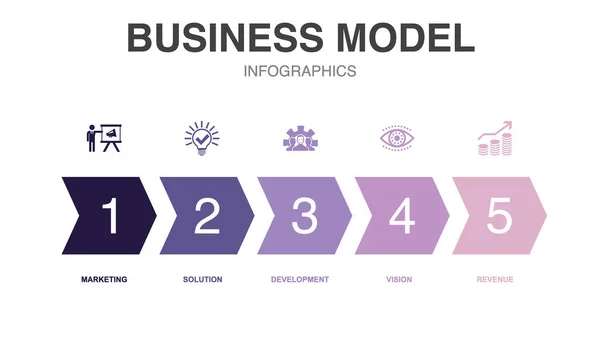 Ícones Modelo Negócio Modelo Design Infográfico Conceito Criativo Com Opções — Vetor de Stock