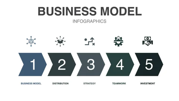 Εικονίδια Επιχειρηματικό Μοντέλο Infographic Πρότυπο Σχεδιασμού Δημιουργική Ιδέα Επιλογές — Διανυσματικό Αρχείο