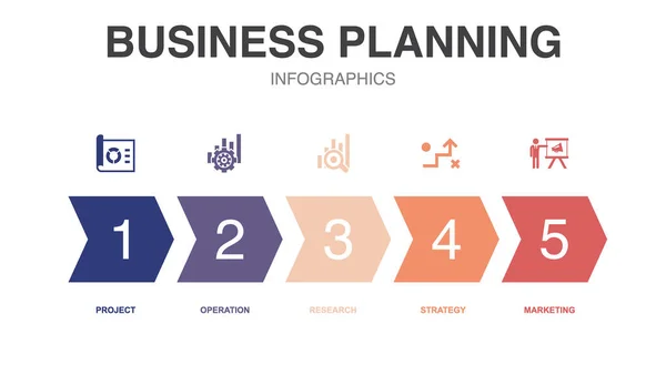 Iconos Planificación Empresarial Plantilla Diseño Infográfico Concepto Creativo Con Opciones — Archivo Imágenes Vectoriales