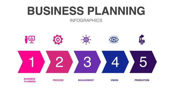 Iconos Planificación Empresarial Plantilla Diseño Infográfico Concepto Creativo Con Opciones — Archivo Imágenes Vectoriales