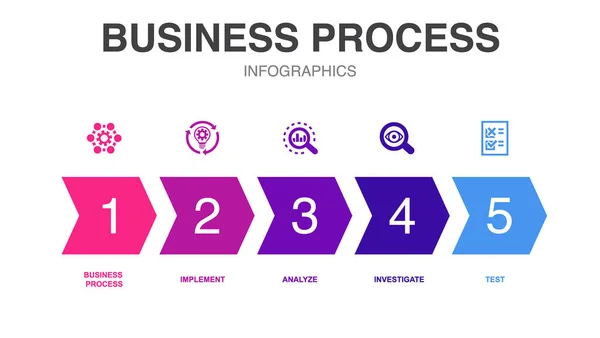 ビジネスプロセスアイコンインフォグラフィックデザインテンプレート 5つのステップで創造的なコンセプト — ストックベクタ