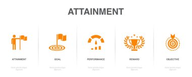 ulaşım, hedef, performans, ödül, hedef, simgeler Infographic tasarım şablonu. 5 seçenekli yaratıcı konsept