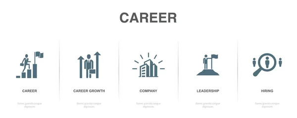 Career Career Growth Company Leadership Hiring Icons Infographic Design Template — Stock Vector