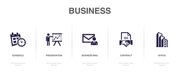 Χρονοδιάγραμμα Παρουσίαση Επιχειρηματικό Ταχυδρομείο Σύμβαση Γραφείο Εικονίδια Infographic Πρότυπο Σχεδιασμού — Διανυσματικό Αρχείο