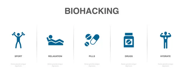 stock vector sport, relaxation, pills, drugs, hydrate, icons Infographic design template. Creative concept with 5 options