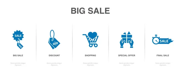 Großer Verkauf Rabatt Shopping Sonderangebot Endverkauf Symbole Infografik Design Vorlage — Stockvektor