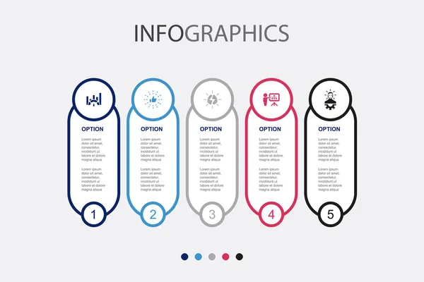 Benchmarking Best Practices Brainstorming Business Plan Ontwikkelaar Pictogrammen Infographic Design — Stockvector