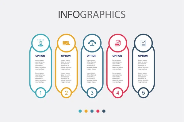 Kredietwaardigheid Risico Kredietscore Kredietgeschiedenis Rapport Pictogrammen Infographic Design Template Creatief — Stockvector
