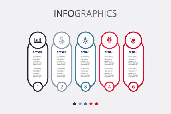 Crm Klant Management Relatie Zorg Pictogrammen Infographic Design Template Creatief — Stockvector