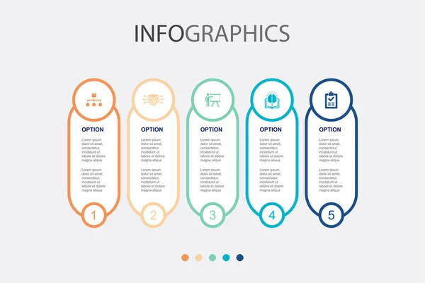 Classificatie Gegevensverwerking Training Kennis Resultaat Pictogrammen Infographic Design Template Creatief — Stockvector