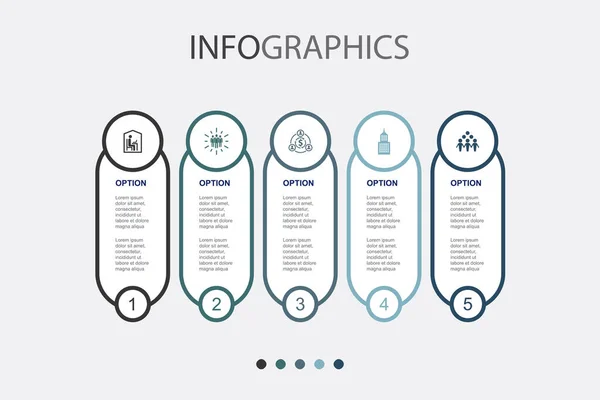 Arbeitsbereich Team Sharing Economy Business Center Community Symbole Infografik Design — Stockvektor