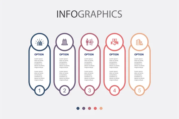 Bedrijf Kantoor Manager Investering Ceo Pictogrammen Infographic Design Template Creatief — Stockvector