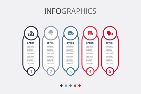Communicatie Internet Bericht Chat Praten Pictogrammen Infographic Design Template Creatief — Stockvector