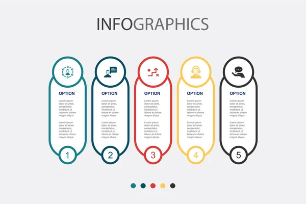 Ervaring Consultant Strategie Ondersteuning Advies Pictogrammen Infographic Design Template Creatief — Stockvector