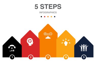 performans, yetenek, tutum, etki, başarı, ikonlar Infographic tasarım şablonu. 5 seçenekli yaratıcı konsept