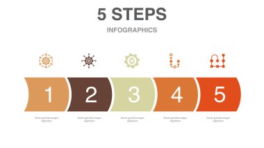sistem, yönetim, işleme, plan, şema, simgeler Infographic tasarım şablonu. 5 seçenekli yaratıcı konsept
