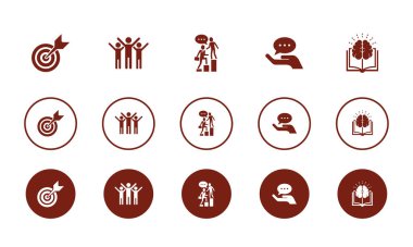 hedef, başarı, akıl hocası, tavsiye, bilgi, simgeler Infographic tasarım şablonu. Yaratıcı konsept simgeleri 5 elementi farklı renklere ayırır