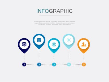 DMS, data, system, management, privacy, icons Infographic design layout design template. Creative presentation concept with 5 options