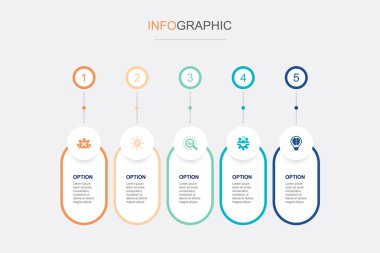 development, management, analysis, teamwork, smart, icons Infographic timeline layout design template. Creative presentation concept with 5 options