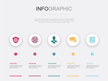 network security, private network, online privacy, secure payment, antivirus firewall, icons Infographic design layout design template. Creative presentation concept with 5 options