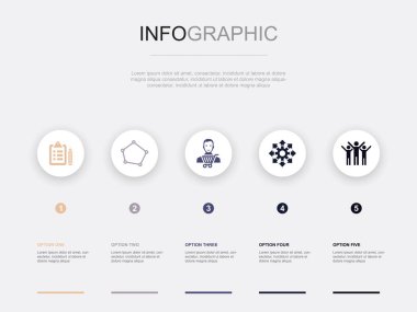 survey, area, customer, opportunity, success, icons Infographic design layout design template. Creative presentation concept with 5 options