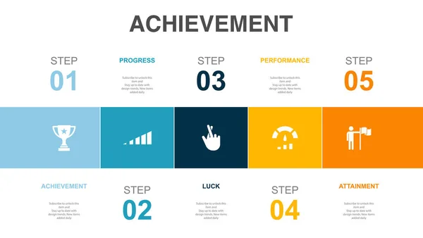 Achievement Progress Luck Performance Attainment Icons Infographic Design Layout Template — Image vectorielle