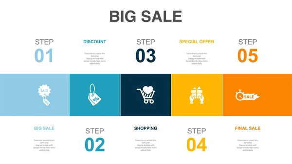 Big Sale Discount Shopping Special Offer Final Sale Icons Infographic — Stockvektor
