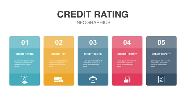 Credit Rating Risk Credit Score Credit History Report Icons Infographic — Stockový vektor