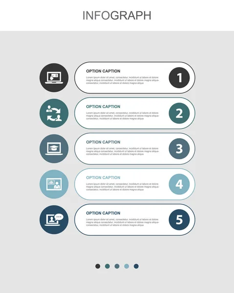 Online Registration Coaching Elearning Video Communication Online Training Icons Infographic — 스톡 벡터