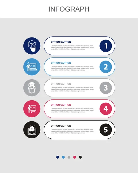 Interactive Online Teacher Global Education Seminar Knowledge Icons Infographic Design — Wektor stockowy