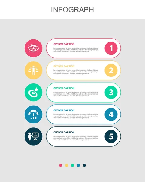 Vision Ethics Goal Performance Planning Icons Infographic Design Layout Template — Stockvektor