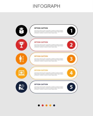 education, achievement, skills, online learning, exam preparation, icons Infographic design layout template. Creative presentation concept with 5 options