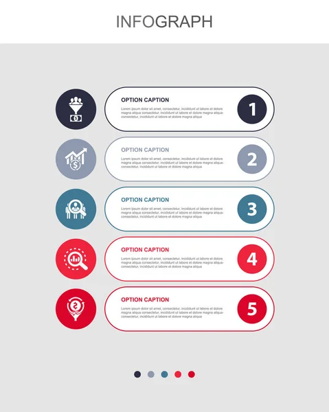 Lead Conversion Sales Audience Analysis Conversion Rate Icons Infographic Design — Vetor de Stock
