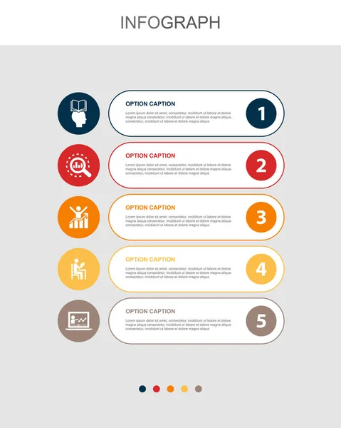 Learning Process Research Motivation Study Webinar Icons Infographic Design Layout — Stock vektor