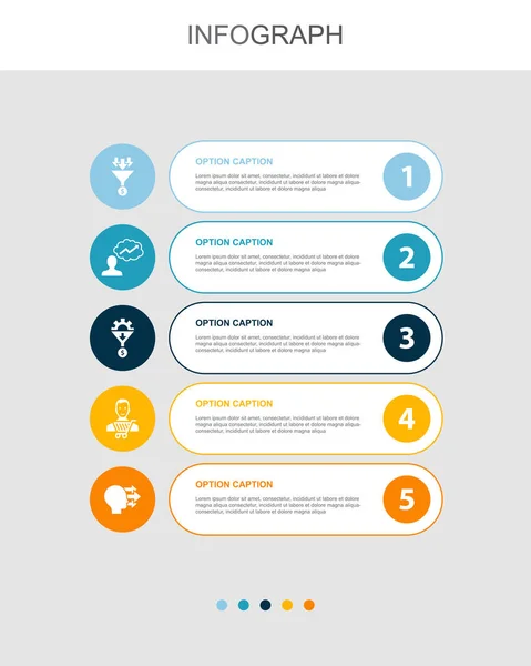 Conversion Funnel Prospect Lead Generation Customer Interest Icons Infographic Design — Wektor stockowy