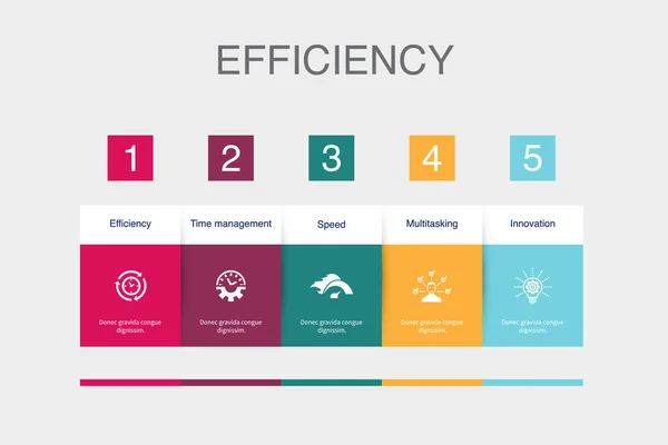 Efficiency Time Management Speed Multitasking Innovation Icons Infographic Design Layout — 스톡 벡터