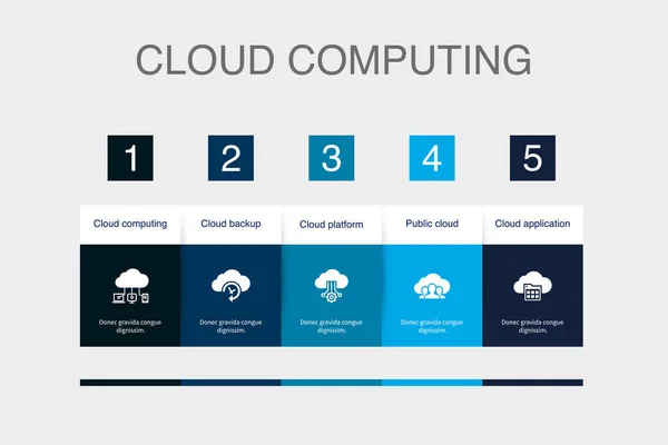 Cloud Computing Backup Platform Public Cloud Cloud Application Icons Infographic — Vector de stock